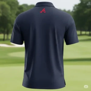 A back view of the atlanta braves golf shirt, showing its breathable design and classic fit.