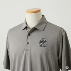 This gray color is an alternative option for the Ohio State golf shirt.