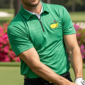A men's performance masters tournament golf shirts designed with moisture-wicking fabric for comfort during play.