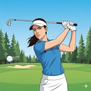 A golfer wearing a right hand golf glove, holding a golf club, with a focused expression on the course.