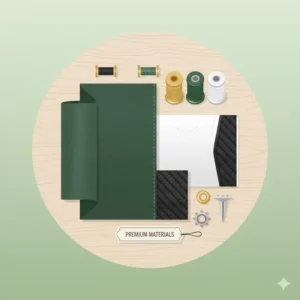 A visual representation of various high-quality materials and leathers available for crafting durable and comfortable custom golf shoes. 