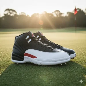A different colorway of the popular Air Jordan 12 golf shoes, showcasing variety and style. 