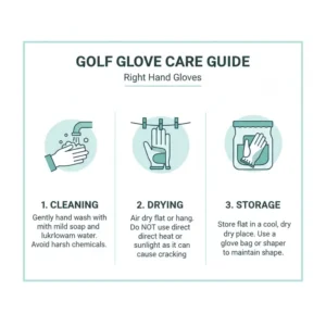 Step-by-step guide illustrating how to properly clean and care for a right hand golf glove to extend its lifespan and maintain performance