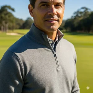 A lightweight cashmere golf sweaters, offering premium comfort on the course.