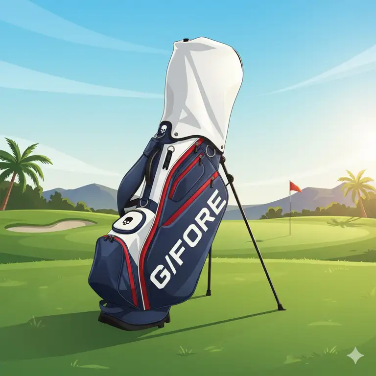 A stylish gfore golf bags standing on the course, highlighting its premium design and lightweight construction.