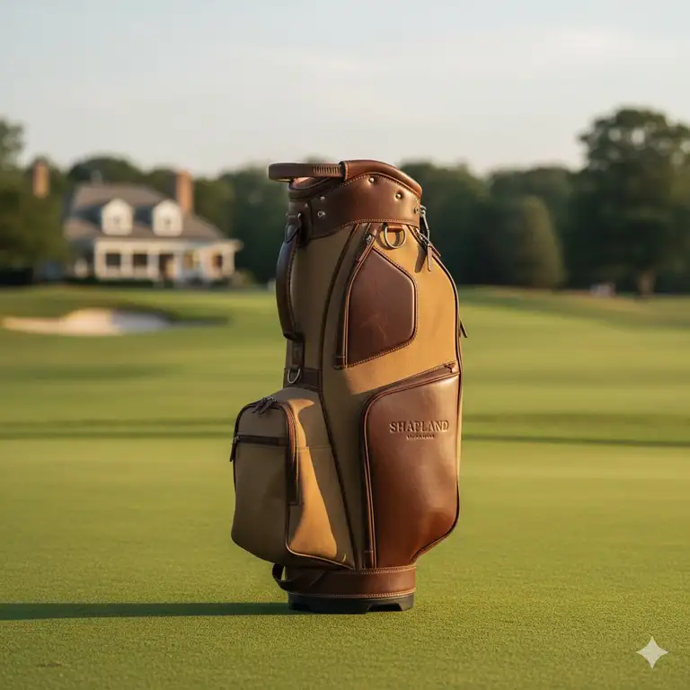 A premium featured image showcasing a classic design shapland golf bags with durable canvas and leather trim.
