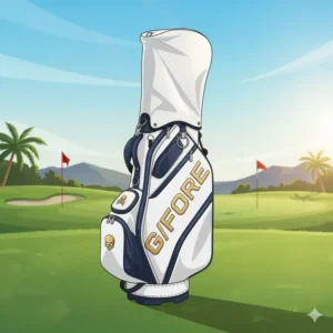 The ample storage and pocket layout on a G/FORE Cruiser stand bag, designed for organization on the gfore golf bags.