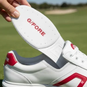 Image highlighting the ultra-comfortable, removable, and cushioned insole found in G/FORE women's golf shoes for all-day wear. 