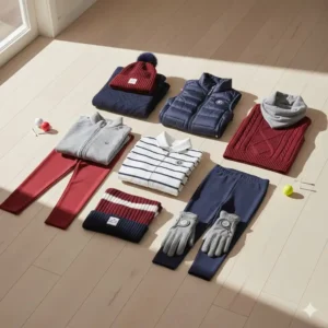 Cozy layers and outerwear for girls golf clothes suitable for cold weather play.