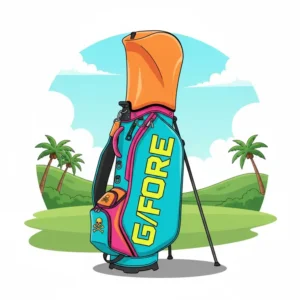 A vibrant, unique colorway of a G/FORE bag, demonstrating the bold style choices of the gfore golf bags.
