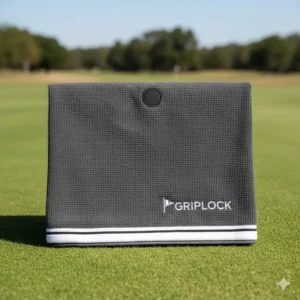 A full view of the large, unfolded tri-fold magnetic golf towel, highlighting its generous size. 