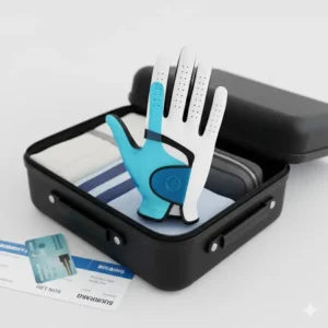 Compact and lightweight glove shaper, ideal as a travel golf glove holder to save space in a suitcase.