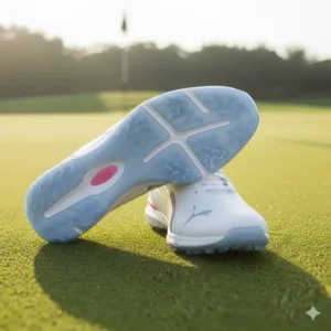 The popular Ignite spikeless design of Puma female golf shoes, noted for their lightweight feel and excellent ground feedback. 