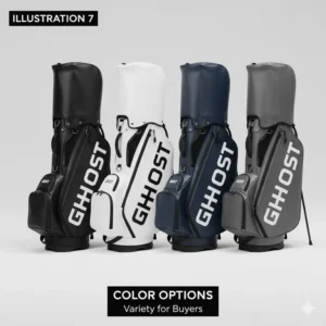 A display of the available color options for the Ghost golf bag, helping readers of the ghost golf bag review make a choice.