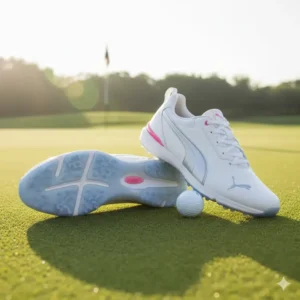 Sizing chart and fitting guide for selecting the correct size of Puma female golf shoes.