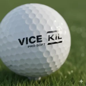 Close-up view of the Vice Pro Soft golf balls, highlighting the durable 3-piece construction and soft urethane cover for superior feel and spin.