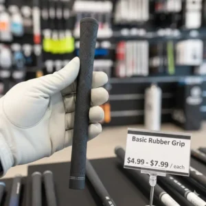 Example of a basic rubber golf grip, a budget-friendly option when calculating how much does it cost to regrip golf clubs.