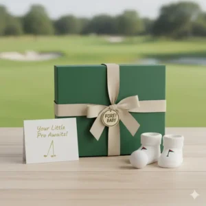 The packaging for an amazing infant golf outfit set baby golf outfit newborn golf outfit present.