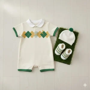 Comfortable unisex infant golf outfit set baby golf outfit newborn golf outfit romper.