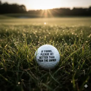 A set of personalized funny photo funny golf balls printed with a close-up photo of a friend's face, packaged as a gag gift.