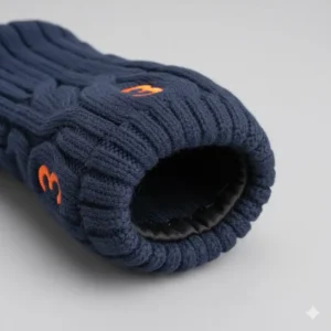 Detailed shot of the strong, flexible elastic closure on the bottom of the 3 wood golf headcover to prevent slippage.