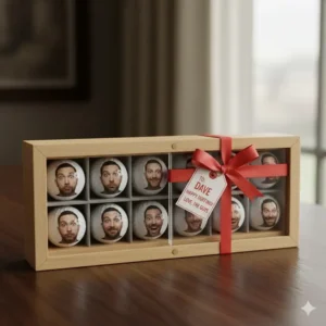 A brightly colored, novelty glow-in-the-dark funny golf balls on a tee, showcasing a unique design for night golf.