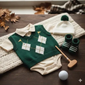 Warm sweater vest version of the infant golf outfit set baby golf outfit newborn golf outfit.