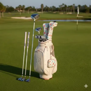 A complete set of ladies golf items specifically designed with lightweight graphite shafts for women golfers.