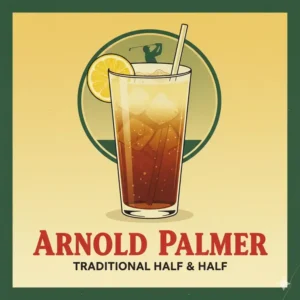 Simple illustration of the famous arnold palmer golf iced tea and lemonade drink, representing his global brand.