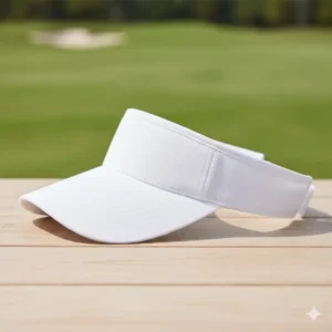 A lightweight performance visor style womens golf hat in white with a cushioned sweatband