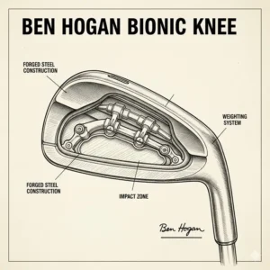 Schematic diagram of the ben hogan golf Bionic Knee, a design feature of his clubs.