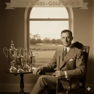 A close-up illustration of "Calamity Jane," the famous hickory-shafted putter used by Bobby Jones golf champion.