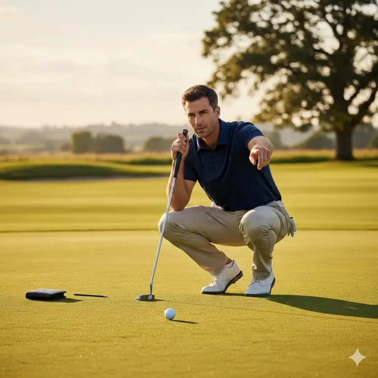 A professional player on the green illustrating the definition of what is a scratch golfer.
