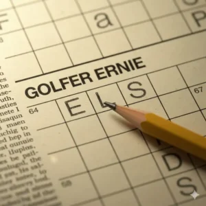 A newspaper crossword grid showing the letters ELS for the golfer ernie crossword clue.