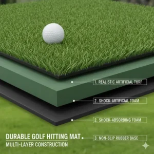 High-quality artificial turf hitting mat, one of the essential backyard golf practice accessories for daily training