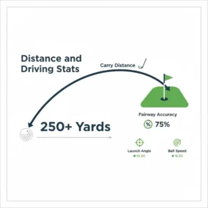 A statistical chart showing the average driving distance for what is a scratch golfer.