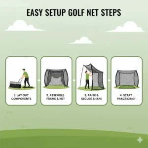 A step-by-step assembly guide to quickly install the best golf practice net backyard at home.