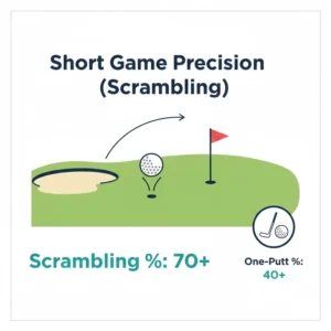 An image showing the precise short game and scrambling abilities of what is a scratch golfer