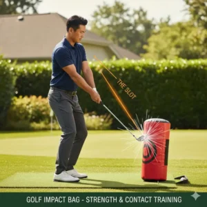 A golf impact bag for contact training, a durable choice among backyard golf practice accessories.