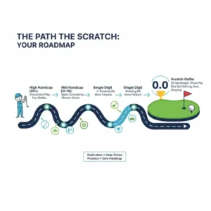 A training roadmap showing the necessary skill milestones for what is a scratch golfer.