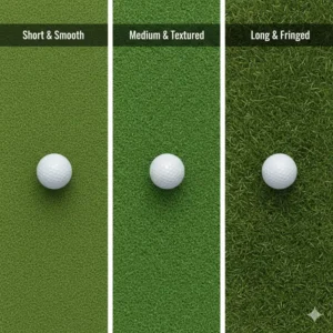 A detailed comparison of various turf textures available on the best putting mat for home.