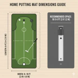 A diagram showing the ideal space and dimensions required for the best putting mat for home.
