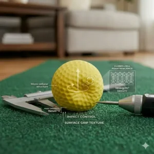Detailed texture and density of durable foam golf balls indoor practice.