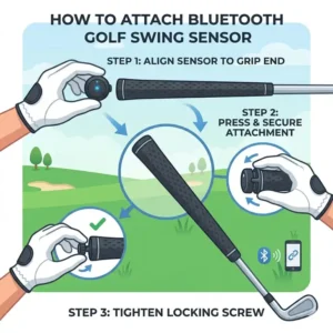 Step-by-step guide on how to securely install a golf swing sensor bluetooth on a golf club.