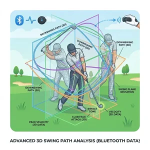 Advanced 3D swing path visualization powered by the golf swing sensor bluetooth tracking technology.