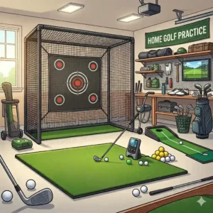 Detailed view of the net included in the complete home golf practice set for safe indoor ball impact.