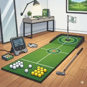 Specialized target system used with the complete home golf practice set to improve hitting accuracy.