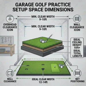 Understanding the space requirements needed for a safe garage golf practice setup.