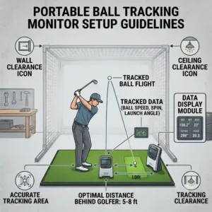 How to position a ball tracking launch monitor in your garage golf practice setup.