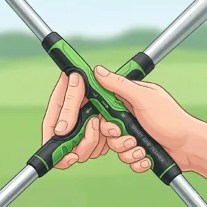 A three-target pop-up golf training equipment for beginners chipping net set up in a backyard for short game practice.
